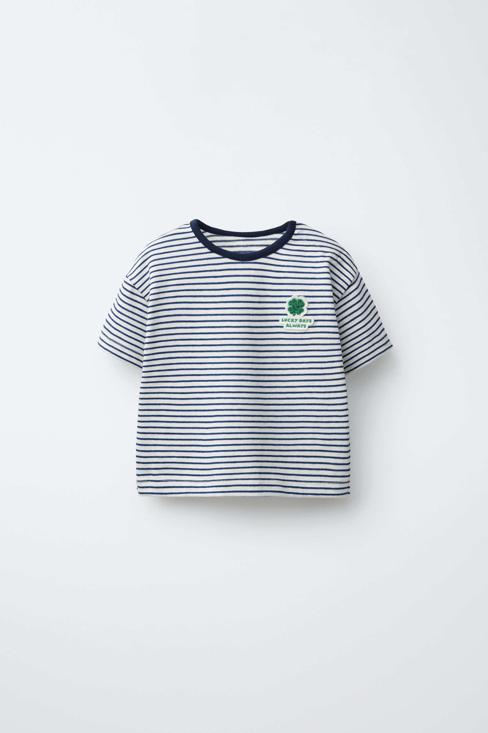 T-SHIRT RAYURES AVEC PIÈCE TRÈFLE